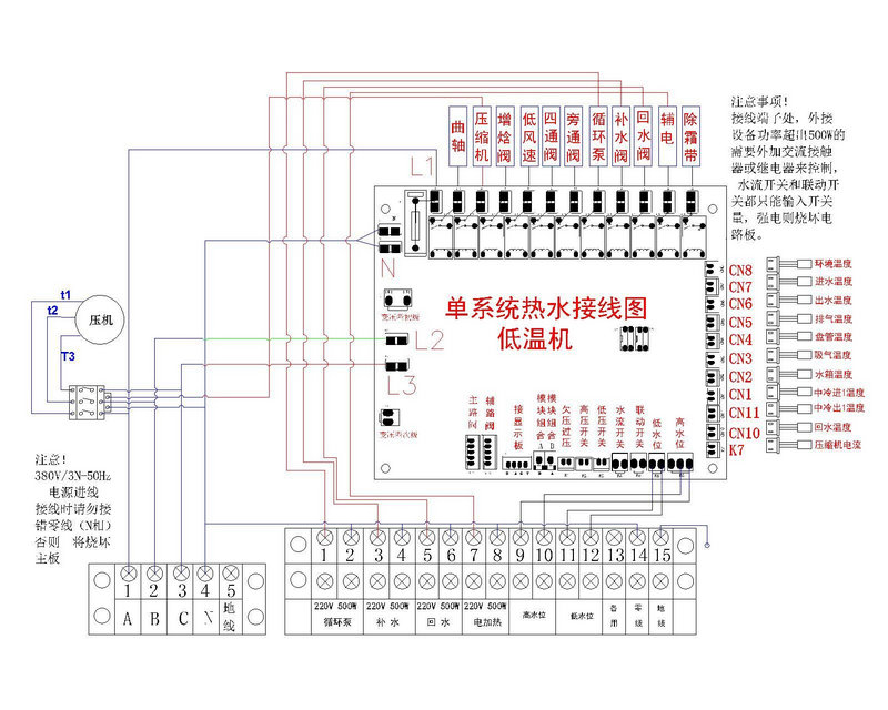恩商用空氣源熱泵說明書（單雙系統）接線圖